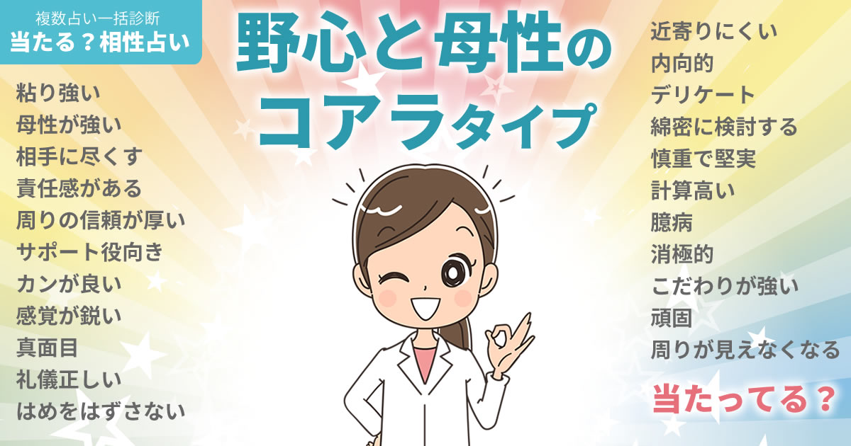 キム・ソヨンさんの占いまとめ 野心と母性のコアラタイプ