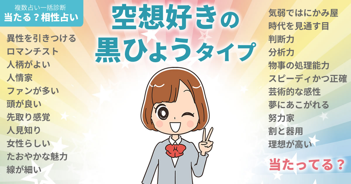 サバンナさんの占いまとめ 空想好きの黒ひょうタイプ