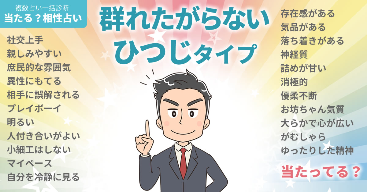 キム・ミンジュンさんの占いまとめ 群れたがらないひつじタイプ