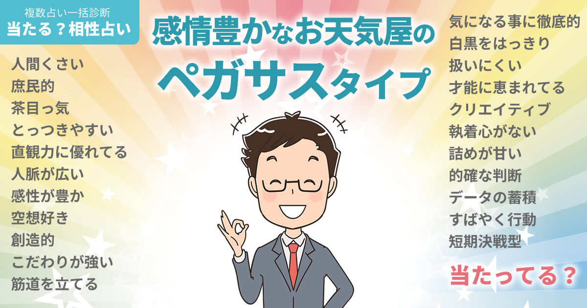 ユウタさんの占いまとめ 感情豊かなお天気屋のペガサスタイプ