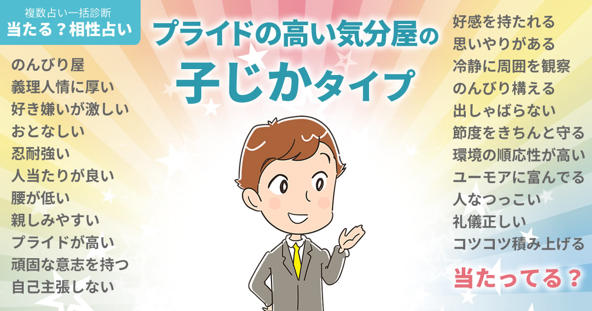 ヤンヤンさんの占いまとめ プライドの高い気分屋の子じかタイプ