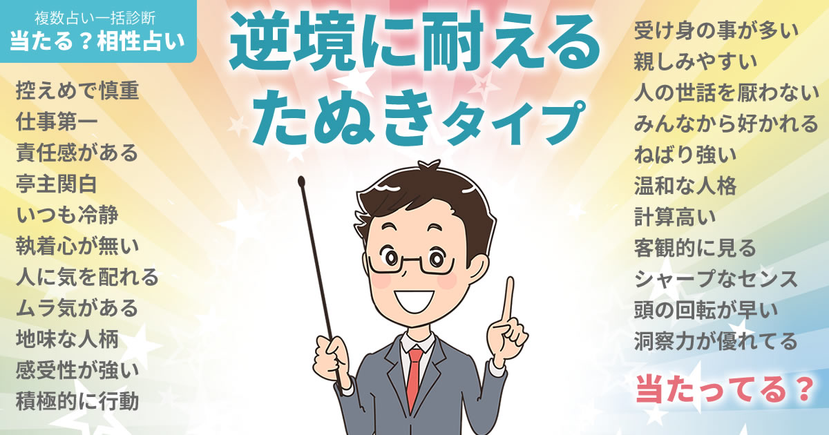 チソンさんの占いまとめ 逆境に耐えるたぬきタイプ