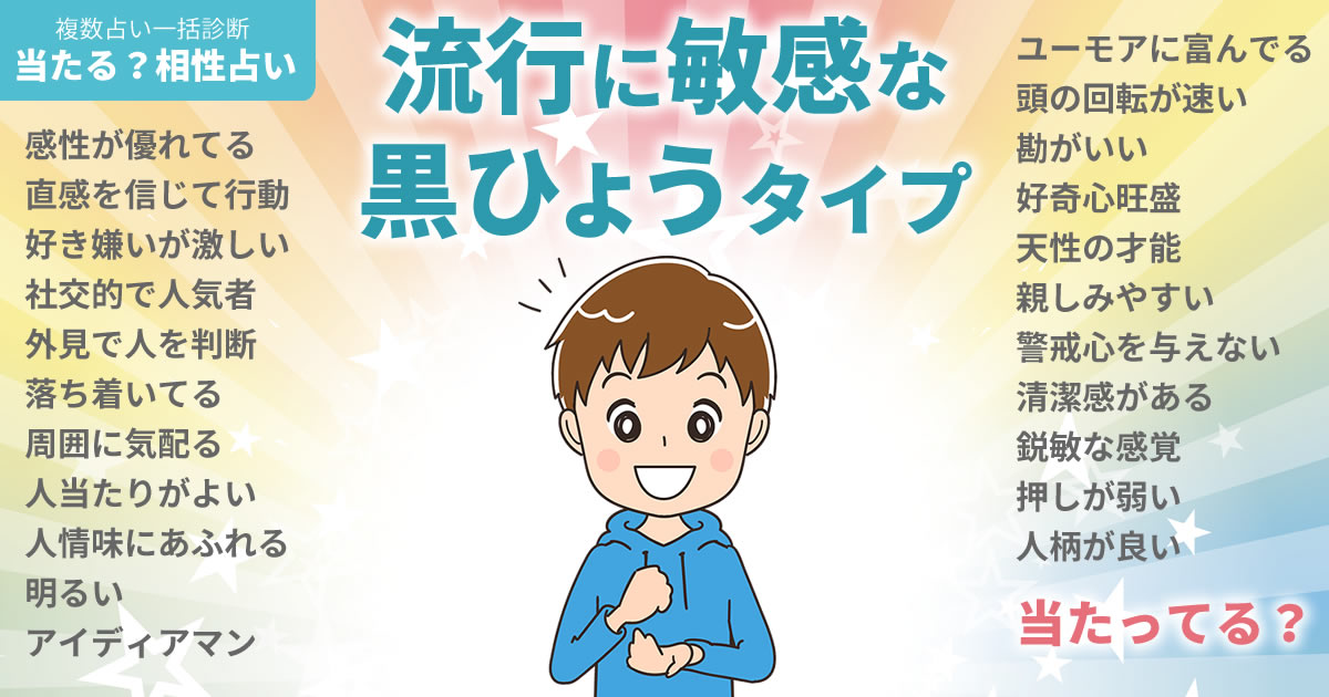 チャンソンさんの占いまとめ 流行に敏感な黒ひょうタイプ