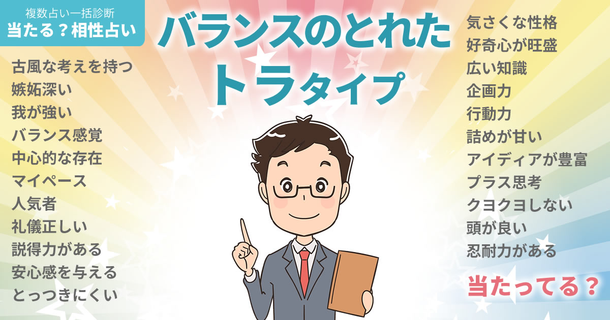 三宅健太さんの占いまとめ バランスのとれたトラタイプ